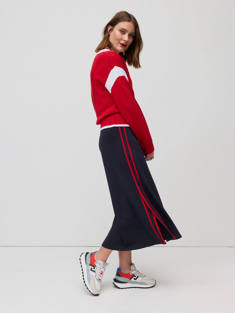 Twin Stripe Ponte Skirt – Marco Polo Australia